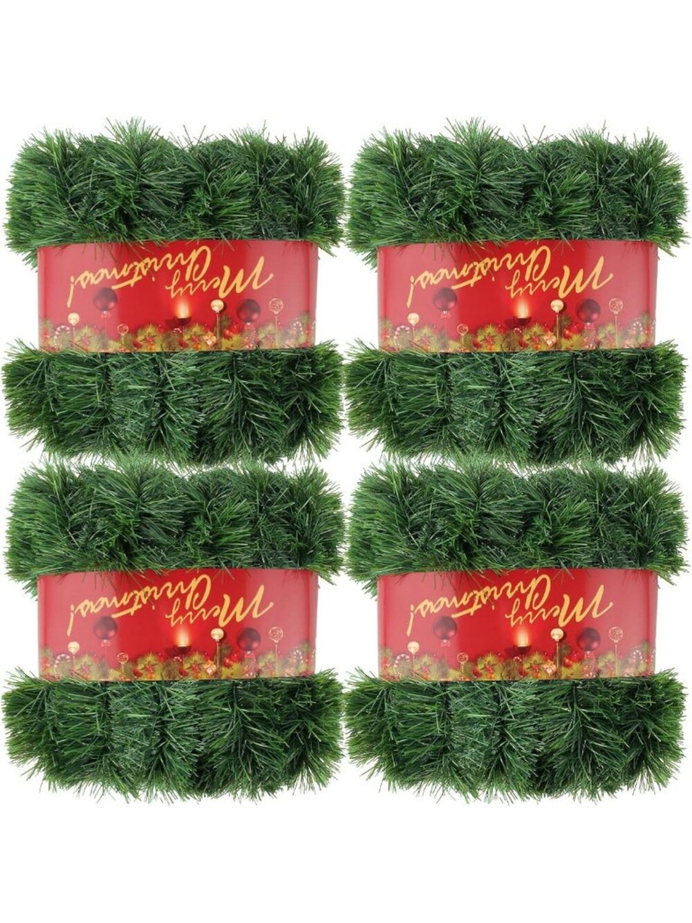 200 Ft Green Christmas Garland - 4Pcs Artificial Pine Decor for Indoor/Outdoor